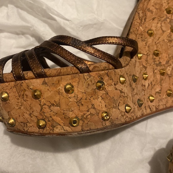 Size 40 Nappa Silk light bronze studded platform sandals - Picture 5 of 7